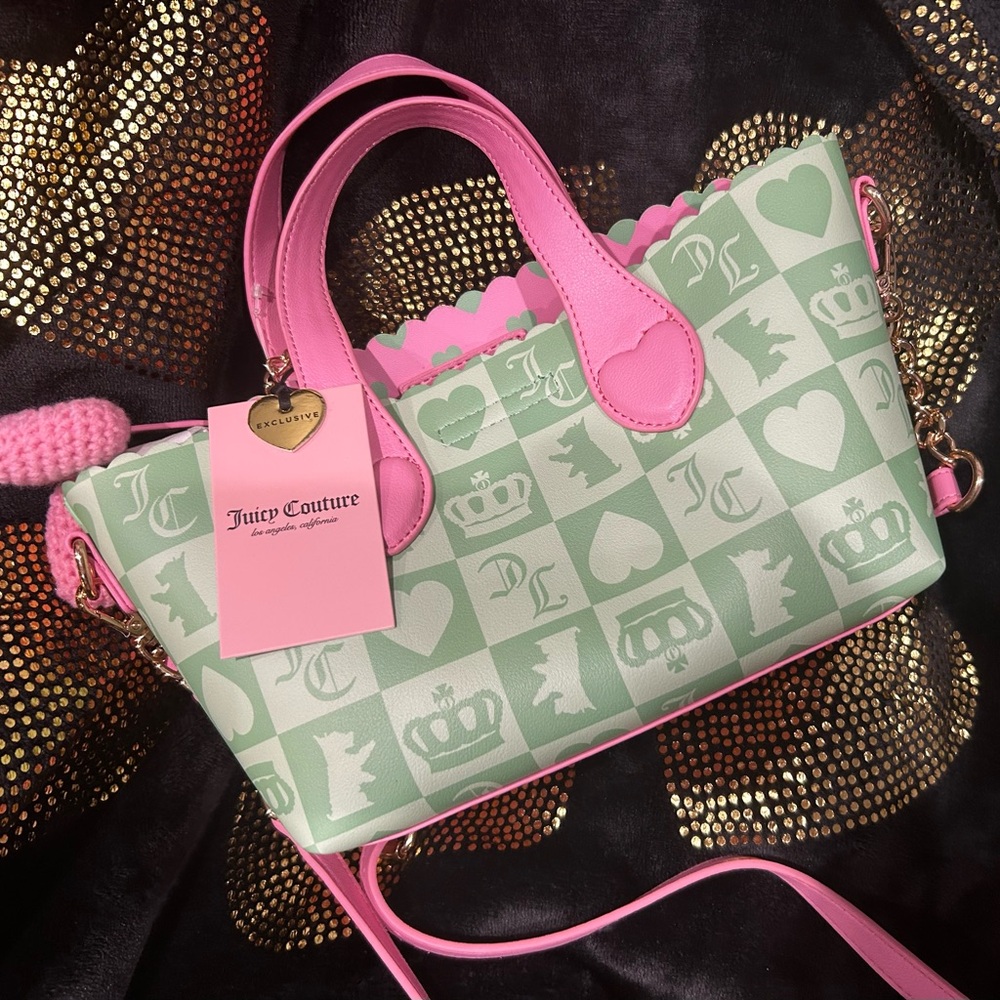 Juicy Couture Green and Pink Mini Tote Bag